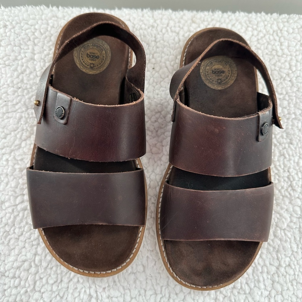 Base London Brown Leather Sandals - Picture 2 of 9